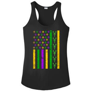 American Flag Mardi Gras Tshirt Mardi Gras Crawfish Ladies PosiCharge Competitor Racerback Tank