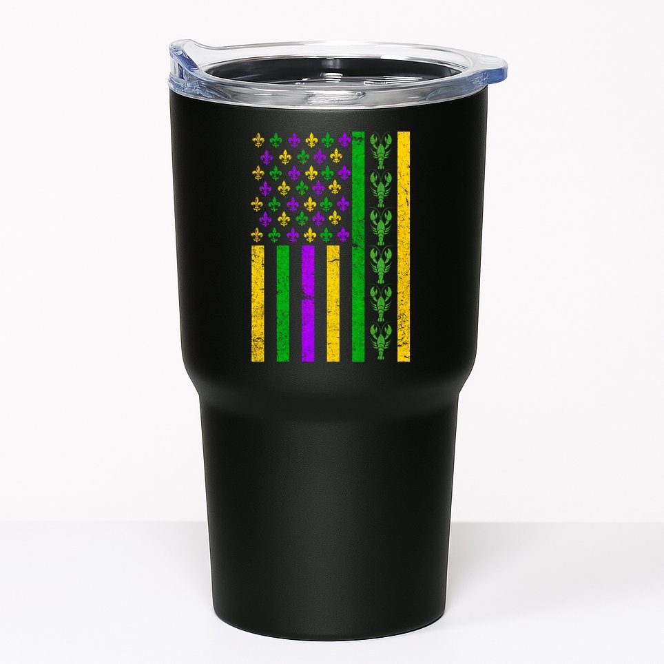 American Flag Mardi Gras Tshirt Mardi Gras Crawfish Tumbler