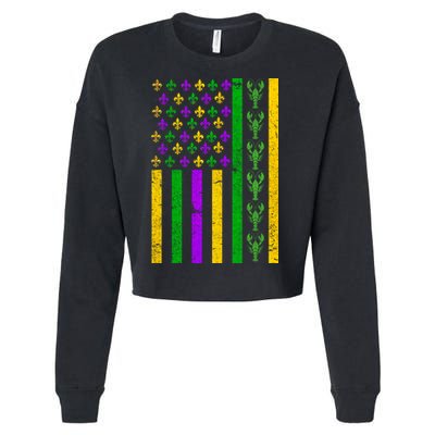 American Flag Mardi Gras Tshirt Mardi Gras Crawfish Cropped Pullover Crew