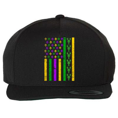 American Flag Mardi Gras Tshirt Mardi Gras Crawfish Wool Snapback Cap