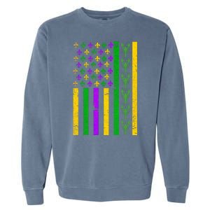 American Flag Mardi Gras Tshirt Mardi Gras Crawfish Garment-Dyed Sweatshirt