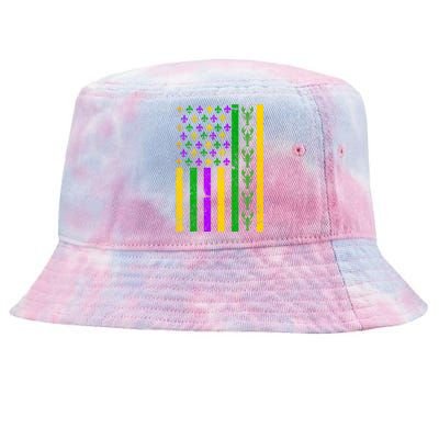 American Flag Mardi Gras Tshirt Mardi Gras Crawfish Tie-Dyed Bucket Hat