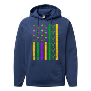 American Flag Mardi Gras Tshirt Mardi Gras Crawfish Performance Fleece Hoodie