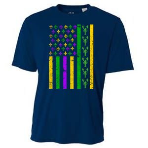 American Flag Mardi Gras Tshirt Mardi Gras Crawfish Cooling Performance Crew T-Shirt