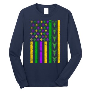 American Flag Mardi Gras Tshirt Mardi Gras Crawfish Long Sleeve Shirt