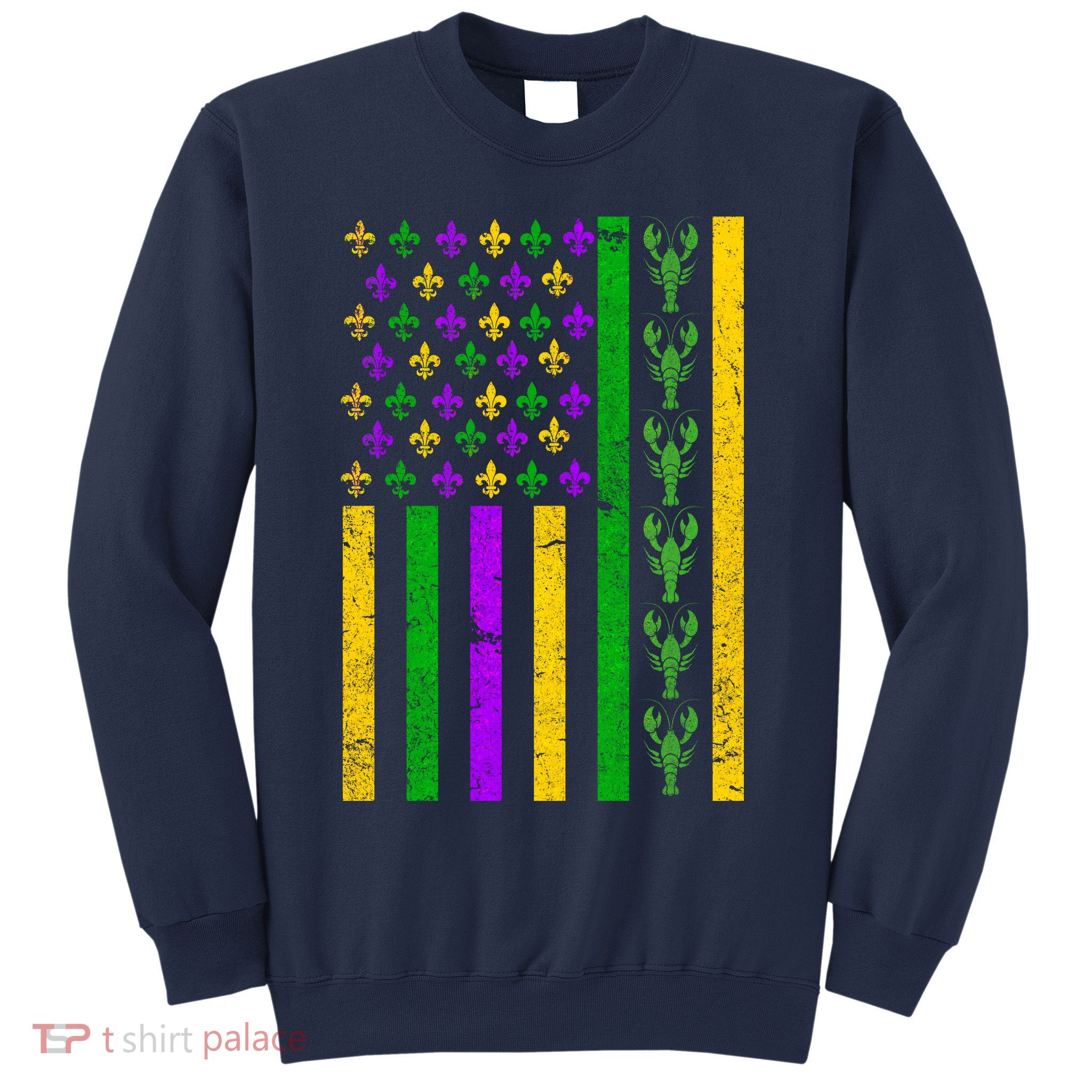 American Flag Mardi Gras Tshirt Mardi Gras Crawfish Sweatshirt