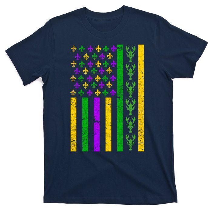 American Flag Mardi Gras Tshirt Mardi Gras Crawfish T-Shirt