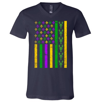 American Flag Mardi Gras Tshirt Mardi Gras Crawfish V-Neck T-Shirt
