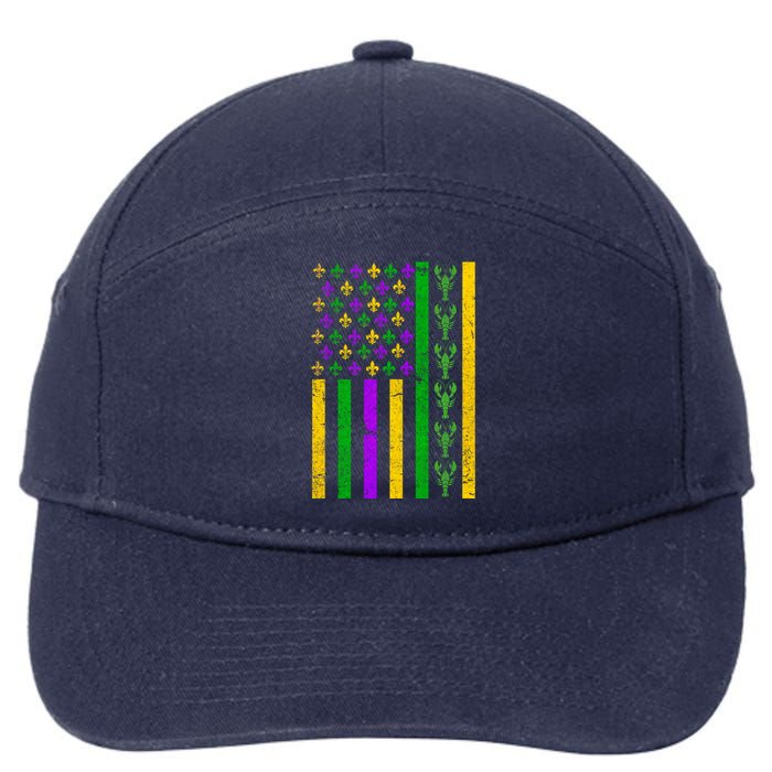 American Flag Mardi Gras Tshirt Mardi Gras Crawfish 7-Panel Snapback Hat