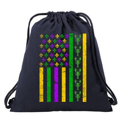 American Flag Mardi Gras Tshirt Mardi Gras Crawfish Drawstring Bag