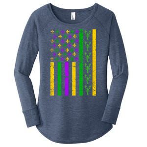 American Flag Mardi Gras Tshirt Mardi Gras Crawfish Women's Perfect Tri Tunic Long Sleeve Shirt