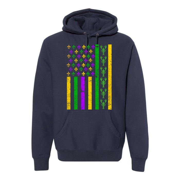 American Flag Mardi Gras Tshirt Mardi Gras Crawfish Premium Hoodie