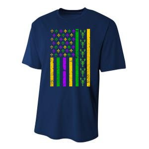 American Flag Mardi Gras Tshirt Mardi Gras Crawfish Performance Sprint T-Shirt