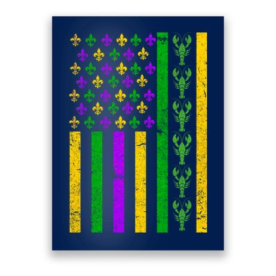 American Flag Mardi Gras Tshirt Mardi Gras Crawfish Poster