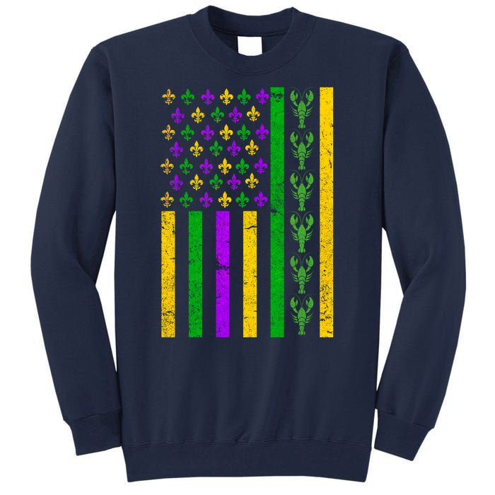 American Flag Mardi Gras Tshirt Mardi Gras Crawfish Tall Sweatshirt