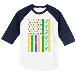 American Flag Mardi Gras Tshirt Mardi Gras Crawfish Baseball Sleeve Shirt