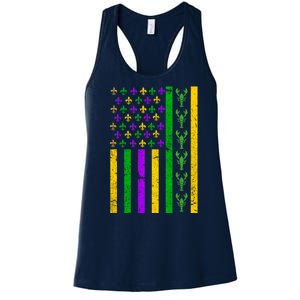 American Flag Mardi Gras Tshirt Mardi Gras Crawfish Women's Racerback Tank