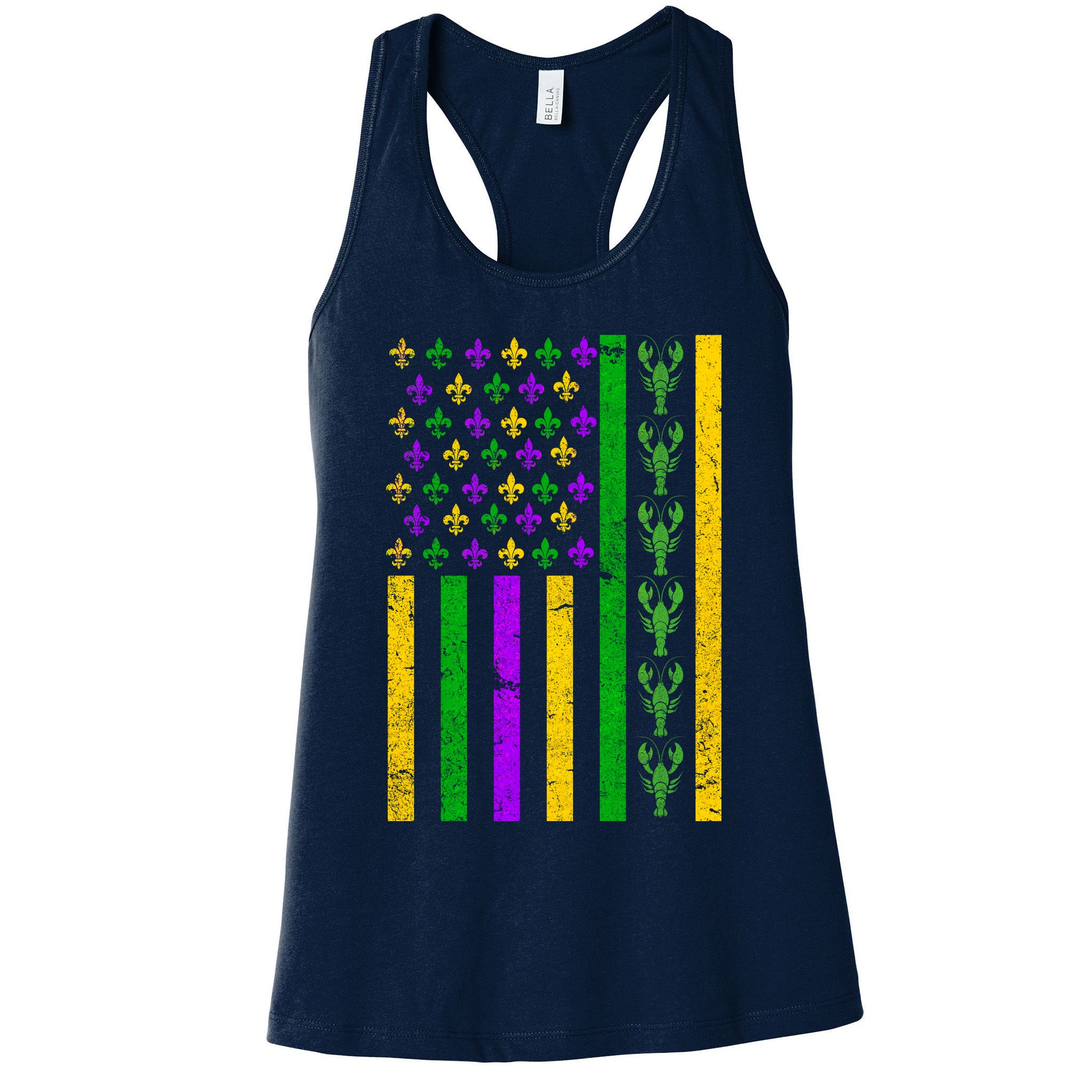 American Flag Mardi Gras Tshirt Mardi Gras Crawfish Womens Tank Top