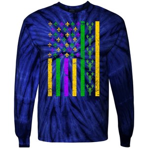 American Flag Mardi Gras Tshirt Mardi Gras Crawfish Tie-Dye Long Sleeve Shirt