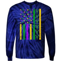 American Flag Mardi Gras Tshirt Mardi Gras Crawfish Tie-Dye Long Sleeve Shirt