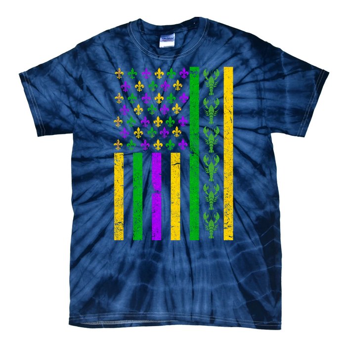 American Flag Mardi Gras Tshirt Mardi Gras Crawfish Tie-Dye T-Shirt