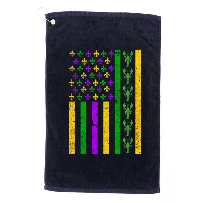 American Flag Mardi Gras Tshirt Mardi Gras Crawfish Platinum Collection Golf Towel