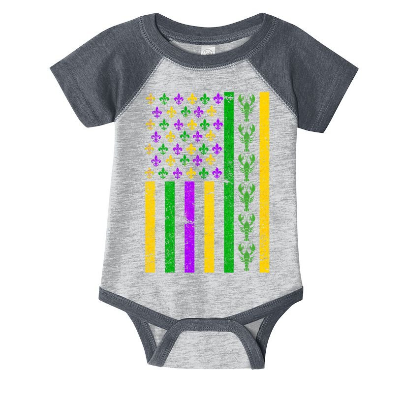 American Flag Mardi Gras Tshirt Mardi Gras Crawfish Infant Baby Jersey Bodysuit