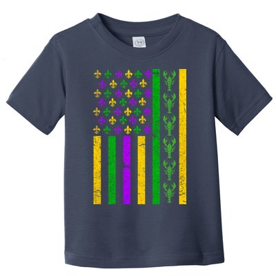 American Flag Mardi Gras Tshirt Mardi Gras Crawfish Toddler T-Shirt