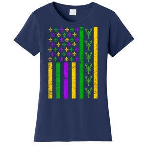 American Flag Mardi Gras Tshirt Mardi Gras Crawfish Women's T-Shirt