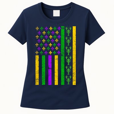 American Flag Mardi Gras Tshirt Mardi Gras Crawfish Womens T-Shirt