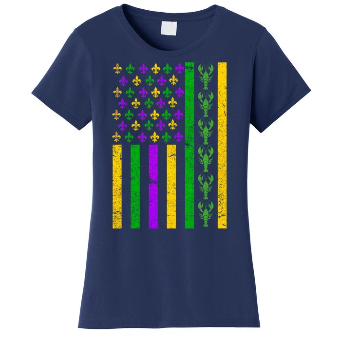 American Flag Mardi Gras Tshirt Mardi Gras Crawfish Women's T-Shirt