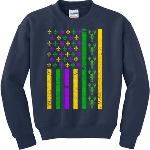 American Flag Mardi Gras Tshirt Mardi Gras Crawfish Kids Sweatshirt