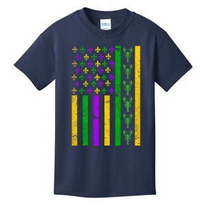 American Flag Mardi Gras Tshirt Mardi Gras Crawfish Kids T-Shirt