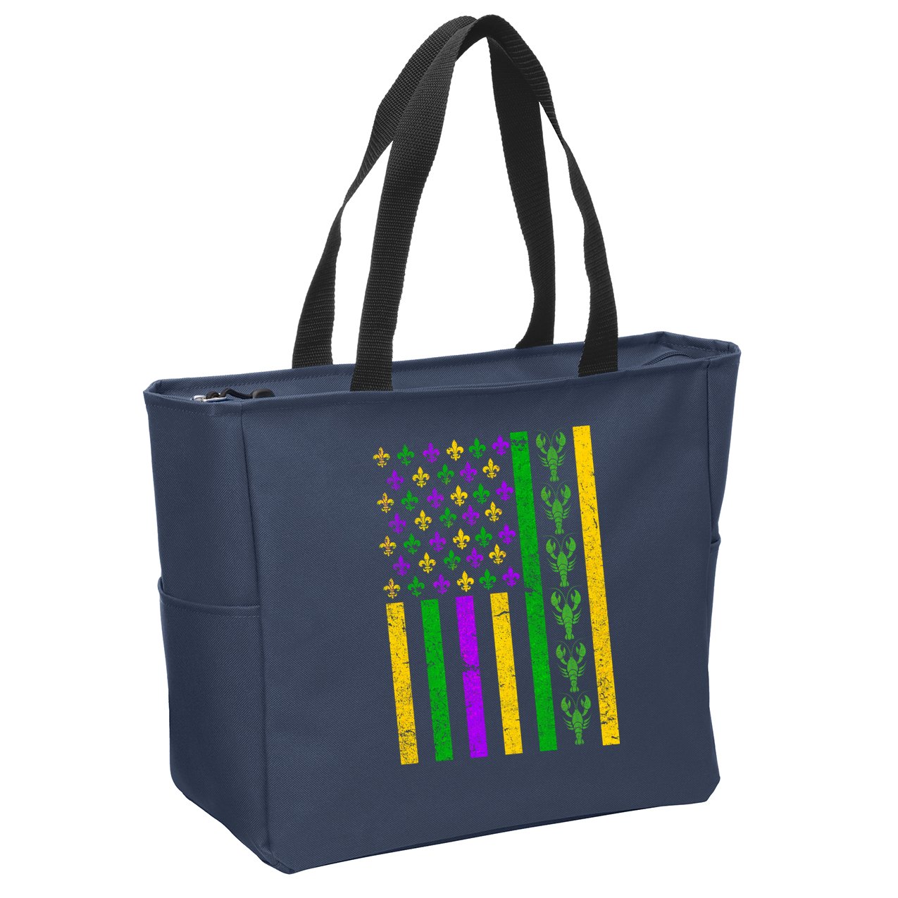 American Flag Mardi Gras Tshirt Mardi Gras Crawfish Zip Tote Bag