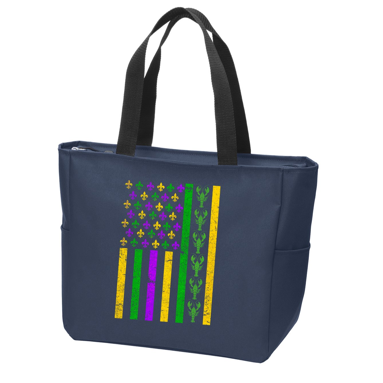 American Flag Mardi Gras Tshirt Mardi Gras Crawfish Zip Tote Bag