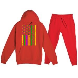 American Flag Mardi Gras Tshirt Mardi Gras Crawfish Premium Hooded Sweatsuit Set