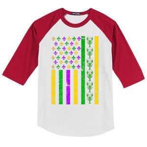 American Flag Mardi Gras Tshirt Mardi Gras Crawfish Kids Colorblock Raglan Jersey