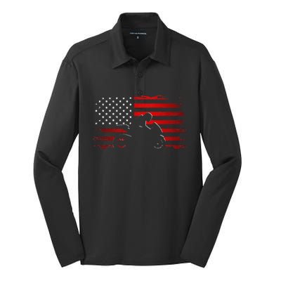 American Flag Motorcycle Apparel Motorcycle Silk Touch Performance Long Sleeve Polo