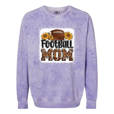 American Football Mom Gift Leopard Sunflowers Football Mom Gift Colorblast Crewneck Sweatshirt