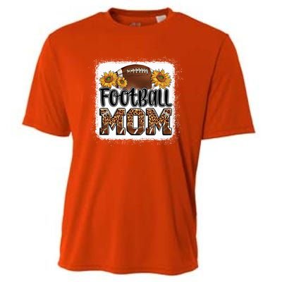 American Football Mom Gift Leopard Sunflowers Football Mom Gift Cooling Performance Crew T-Shirt