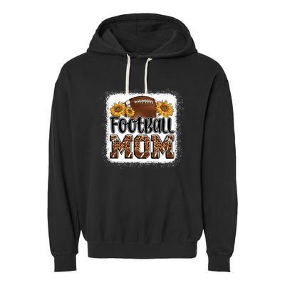 American Football Mom Gift Leopard Sunflowers Football Mom Gift Garment-Dyed Fleece Hoodie