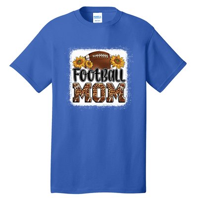 American Football Mom Gift Leopard Sunflowers Football Mom Gift Tall T-Shirt