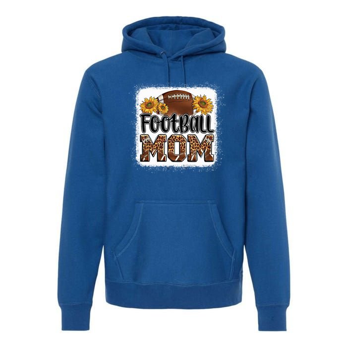 American Football Mom Gift Leopard Sunflowers Football Mom Gift Premium Hoodie