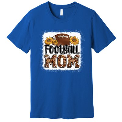 American Football Mom Gift Leopard Sunflowers Football Mom Gift Premium T-Shirt