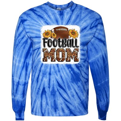 American Football Mom Gift Leopard Sunflowers Football Mom Gift Tie-Dye Long Sleeve Shirt