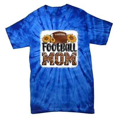 American Football Mom Gift Leopard Sunflowers Football Mom Gift Tie-Dye T-Shirt