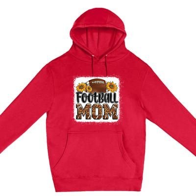 American Football Mom Gift Leopard Sunflowers Football Mom Gift Premium Pullover Hoodie