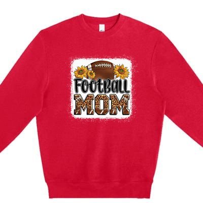 American Football Mom Gift Leopard Sunflowers Football Mom Gift Premium Crewneck Sweatshirt