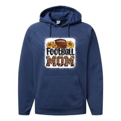 American Football Mom Gift Leopard Sunflowers Football Mom Gift Performance Fleece Hoodie