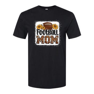 American Football Mom Gift Leopard Sunflowers Football Mom Gift Softstyle CVC T-Shirt